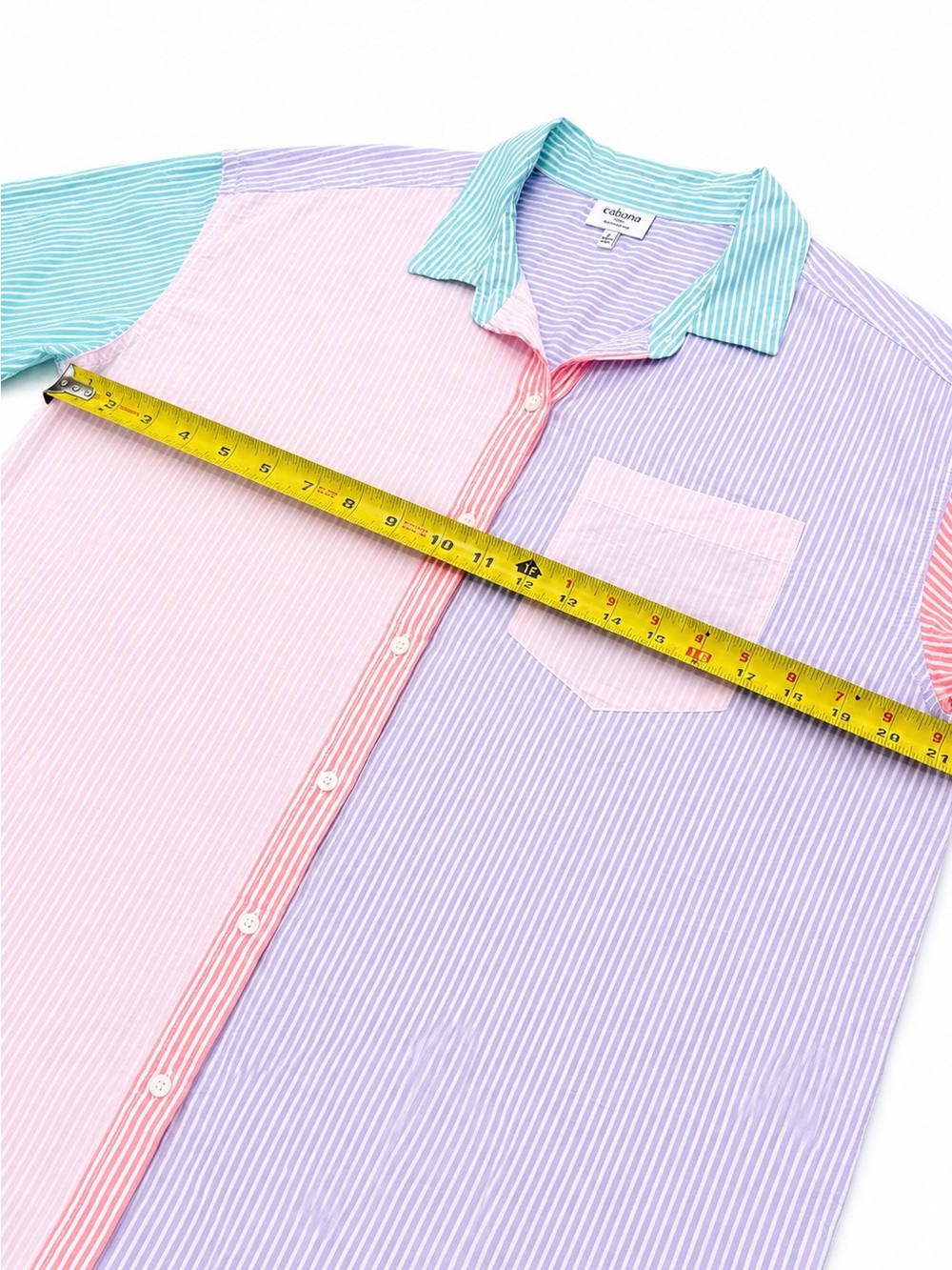 Cabana Crown & Ivy Pastel Colorblock Striped Button-Down Shirt - Small - Picture 7 of 8